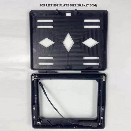 Concealed EU Standard Motorcycle License Plate Roller Shutter iron hidden roller shutter frame for EU plates, open view with wiring