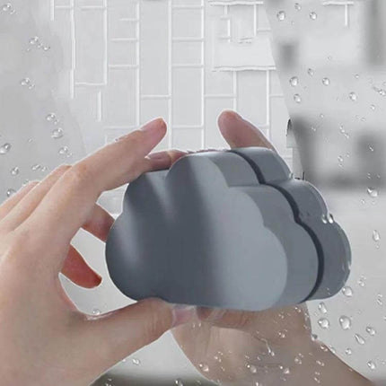 Clouds Type Absorbent Sponge Cleaner Gray for Bathroom - gray cloud-shaped PVA sponge held on wet mirror for streak-free bathroom cleaning