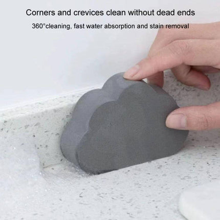 Clouds Type Absorbent Sponge Cleaner Gray for Bathroom - gray cloud-shaped PVA sponge wiping grout and corners for water stain and soap residue removal