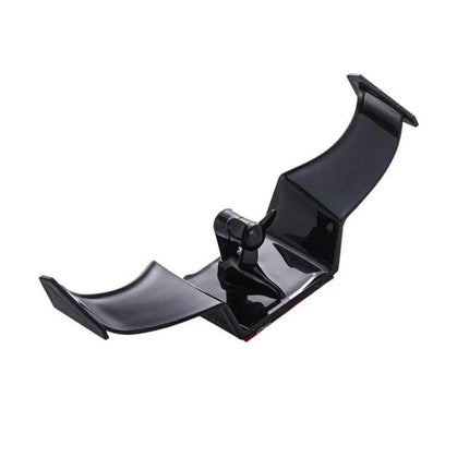 Adhesive Car Mini Rear Wing Decorative Sticker for Easy Application showing black PP mini spoiler attached with easy adhesive mount for sedans and hatchbacks