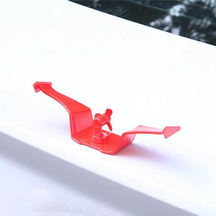 Adhesive Car Mini Rear Wing Decorative Sticker for Easy Application – red adhesive mini rear wing on white car trunk, easy PP installation
