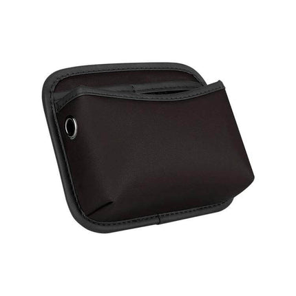 Adhesive Car Center Console Storage Bag Large Capacity nappa leather black with soft velvet interior for cables coins cards pens 18×15×5.5cm