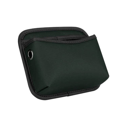 Adhesive Car Center Console Storage Bag Large Capacity in green nappa leather with soft velvet interior for cables coins cards pens