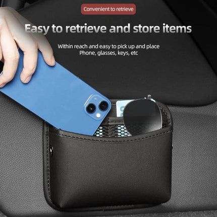 Adhesive Car Center Console Storage Bag Large Capacity Nappa leather pocket holding phone sunglasses coins for organized car console