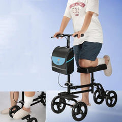 Ergonomic Steerable Knee Walker with Handbrake for Foot Injury Recovery