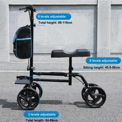 Ergonomic Steerable Knee Walker with Handbrake for Foot Injury Recovery