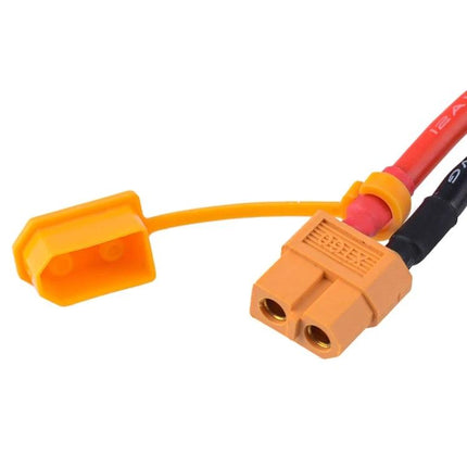 XT60 Lithium Battery Plug Protective Cover, 10-Pack Dustproof Design orange XT60 plug with tethered cap preventing dust and moisture