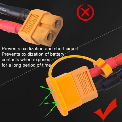 XT60 Lithium Battery Plug Protective Cover, 10-Pack Dustproof Design - yellow dustproof caps protecting XT60 connectors from moisture and short circuits