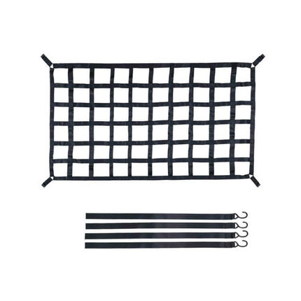 Truck Bed Cargo Net 127x106cm For Everyday Pickup Use - polyester cargo grid with four straps and hooks to secure gear