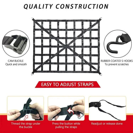 Truck Bed Cargo Net 127x106cm For Everyday Pickup Use
