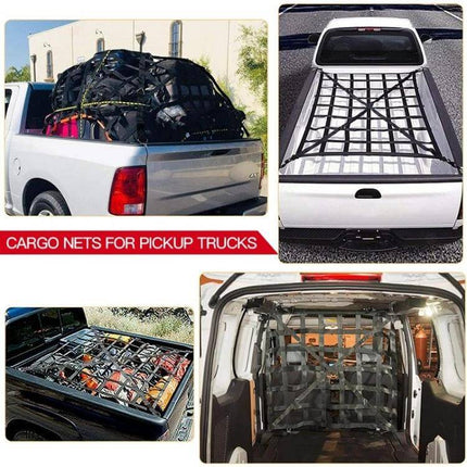 Truck Bed Cargo Net 127x106cm For Everyday Pickup Use - durable polyester cargo net securing gear in pickup beds, hammocking and ceiling use