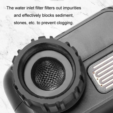 NADSTER Garden Waterer With Timed Rain Sensor Single Outlet close-up of inlet filter and mesh preventing sediment and clogging