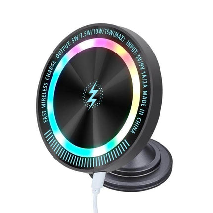 Magsafe Magnetic Wireless Phone Holder for Car Air Outlet Dark Gray — 58mm aluminum alloy MagSafe ring mount with RGB charging indicator