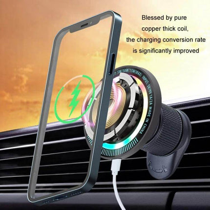 Magsafe Magnetic Wireless Phone Holder for Car Air Outlet Dark Gray compact 58mm aluminum ring coil mount for car vent and desk
