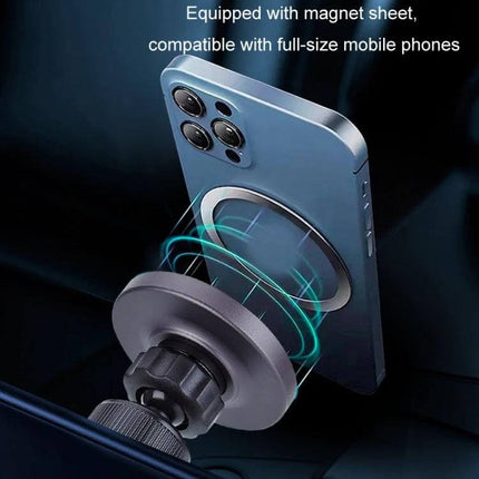 Magsafe Magnetic Wireless Phone Holder for Car Air Outlet Dark Gray showing magnetic alignment with a phone and car vent mount