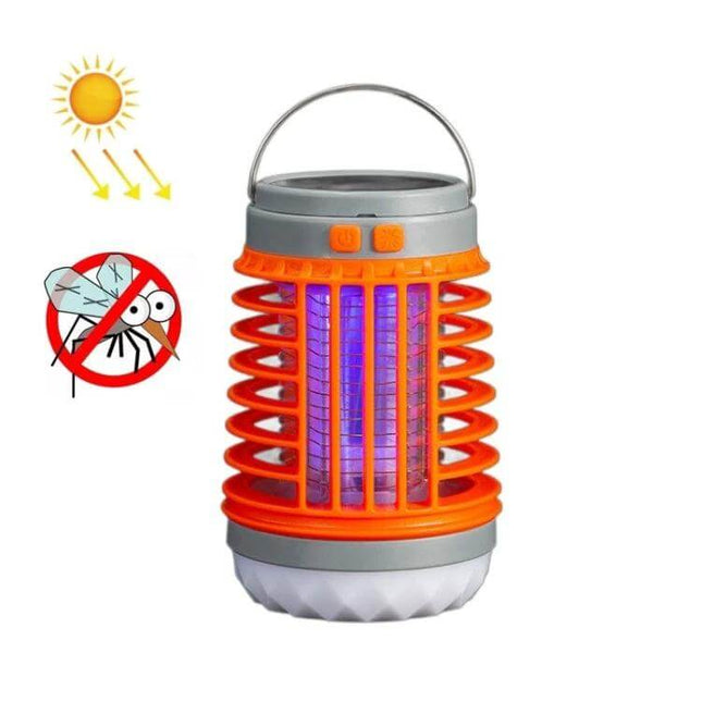 E SMARTER Outdoor Solar Mosquito Light Trap For Yard And Patio orange portable solar mosquito zapper with violet UV light and hanging handle