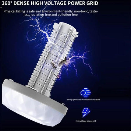 E SMARTER Outdoor Solar Mosquito Light Trap For Yard And Patio with 360° high-voltage grid and violet UV attractant for patios and camping
