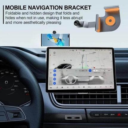 Car Screen Phone Holder Base Aluminum Alloy For Hands Free Use - foldable dashboard mount with silicone padding secures phone for navigation and calls