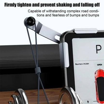 Car Screen Phone Holder Base Aluminum Alloy For Hands Free Use - silver aluminum alloy car mount with silicone pads holding a tablet securely on dashboard