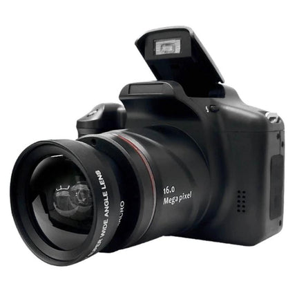 Compact Digital Camera for Everyday Photo and Video Capture - black 16MP camera with pop-up flash and wide-angle lens for travel and family photos