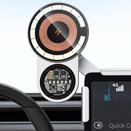 Car Wireless Charging Phone Holder For Tesla And Other Models magnetic 15W alloy mount on car dash for navigation and charging