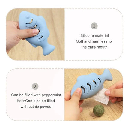 Silicone Fish Shaped Toy for Cats' Daily Home Play Sessions - blue silicone fish treat dispenser for indoor play and mental stimulation