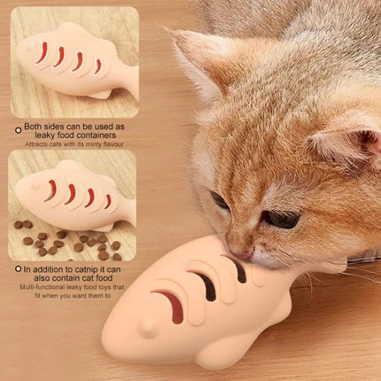 Silicone Fish Shaped Toy for Cats' Daily Home Play Sessions - durable treat-dispensing fish toy encouraging hunting play