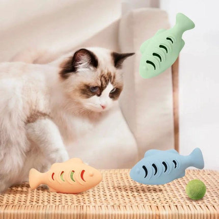 Silicone Fish Shaped Toy for Cats' Daily Home Play Sessions - durable treat-dispensing fish toy to stimulate indoor cat play