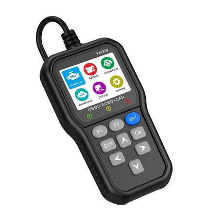 Essential Tool for Monitoring Car Battery in Daily Drives OBD2 scanner showing battery voltage and diagnostics on 2.4-inch color screen