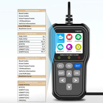 Essential Tool for Monitoring Car Battery in Daily Drives - OBD2 scanner showing battery voltage and diagnostic menu