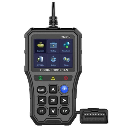 Practical Gadget for Everyday Car Maintenance Checks OBD2 scanner with screen showing diagnosis, battery and live data, handheld plug-in diagnostic tool