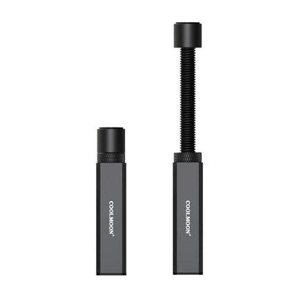 Coolmoon Graphics Card Vertical Support Stand with Adjustable Height shown compact and extended to prevent GPU sag in vertical PC builds