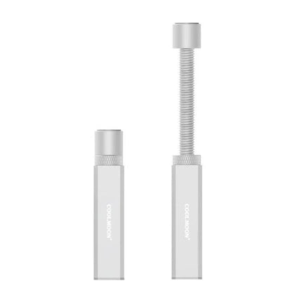 Coolmoon Graphics Card Vertical Support Stand with Adjustable Height in silver showing collapsed and extended positions for GPU support