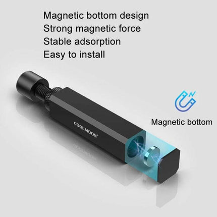 Coolmoon Graphics Card Vertical Support Stand with Adjustable Height showing magnetic bottom design and adjustable screw support