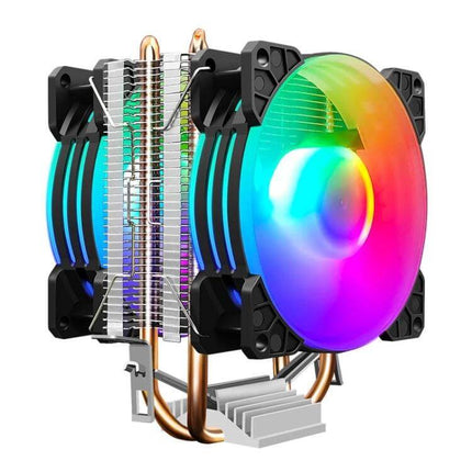 COOLMOON Silent CPU Fan for Desktop PC Cooling RGB dual-fan cooler with heatpipes and low-noise design for Intel and AMD CPUs