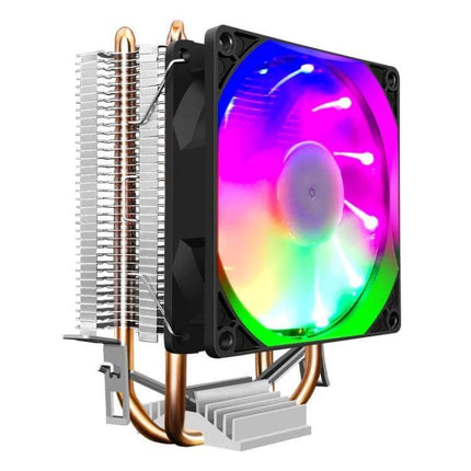 COOLMOON Silent CPU Fan for Desktop PC Cooling with RGB fan, copper heatpipes and aluminum fin stack for quiet gaming and video-editing thermal control