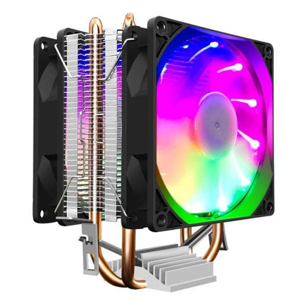 COOLMOON Silent CPU Fan for Desktop PC Cooling with RGB fan, dual heatsinks and direct-contact 6mm heatpipes for quiet Intel/AMD CPU cooling