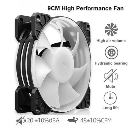 COOLMOON Silent CPU Fan for Desktop PC Cooling - 9cm high performance silent CPU cooler with hydraulic bearing and direct-contact heatpipes
