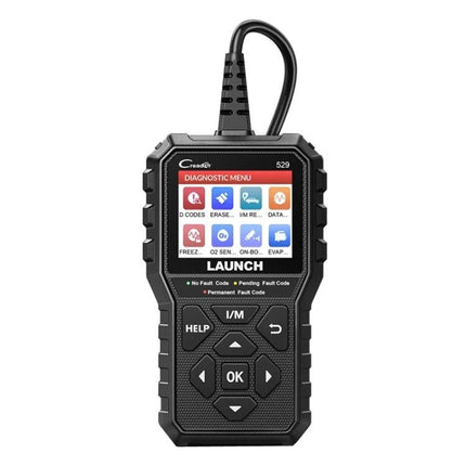 Launch Scanner for Routine Car Diagnostics and Maintenance - handheld OBD2 code reader showing diagnostic menu and buttons