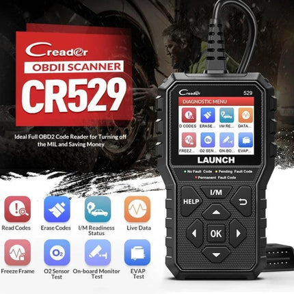 Launch Scanner for Routine Car Diagnostics and Maintenance - handheld OBD2 code reader showing diagnostic menu and live data