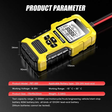 Foxsur Tool For Checking Car Batteries In Daily Maintenance - yellow handheld battery tester for quick vehicle checks