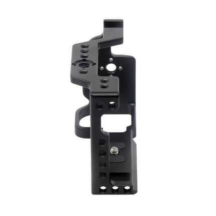 FITTEST Durable Metal Camera Cage for Sony Photography Use black perforated metal cage showing mounting holes and cold shoe