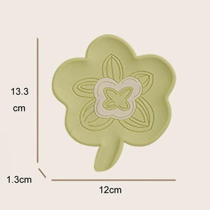 Practical Silicone Soap Dispenser for Everyday Bathroom Routines - green flower-shaped silicone soap tray 12cm x 13.3cm, drainage prevents soggy soap