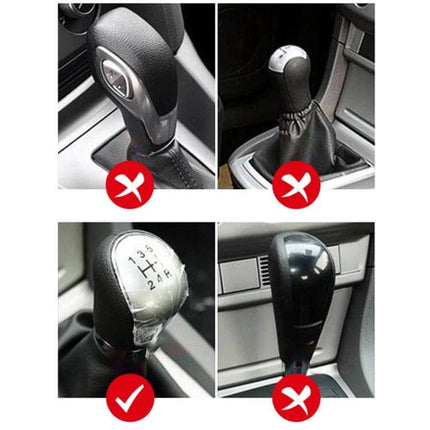 Silicone Gear Shift And Handbrake Cover Anti Slip Universal Fit showing correct gear knob compatibility with check and cross marks