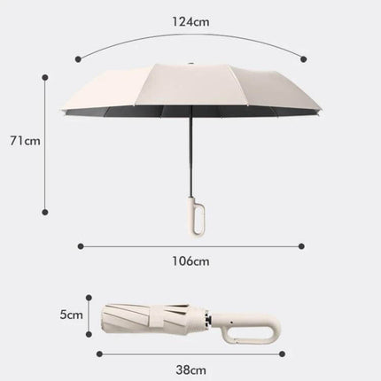 Automatic Foldable Umbrella for Rain and Sun Protection — compact tri-fold design, automatic open/close, 124cm canopy, 38cm folded length