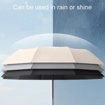 Automatic Foldable Umbrella for Rain and Sun Protection - automatic tri-fold umbrella showing rain and sun split scene, compact and easy open/close