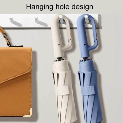Automatic Foldable Umbrella for Rain and Sun Protection - compact tri-fold with automatic open/close and hanging hole design for commuting
