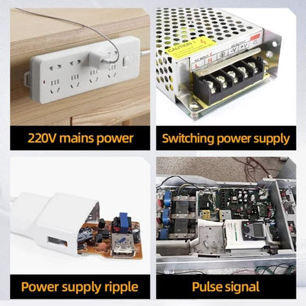 FNIRSI 2C53P Dual-Channel Oscilloscope for Signal Measurement showing power supply, ripple, and pulse signal diagnostics