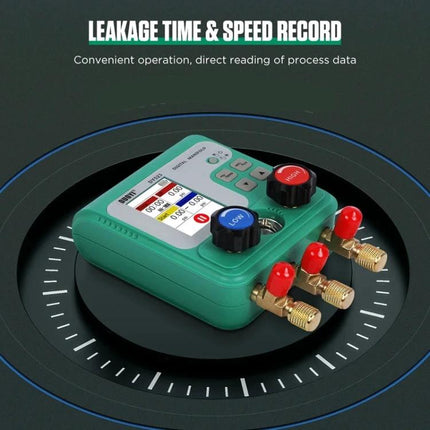 Essential DUOYI Gauge for Automotive Maintenance Tasks - green pressure and vacuum gauge with color display and four brass fittings