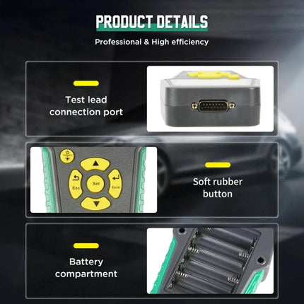DUOYI Tool for Daily Vehicle Battery Maintenance Checks with test lead port, soft rubber buttons and battery compartment